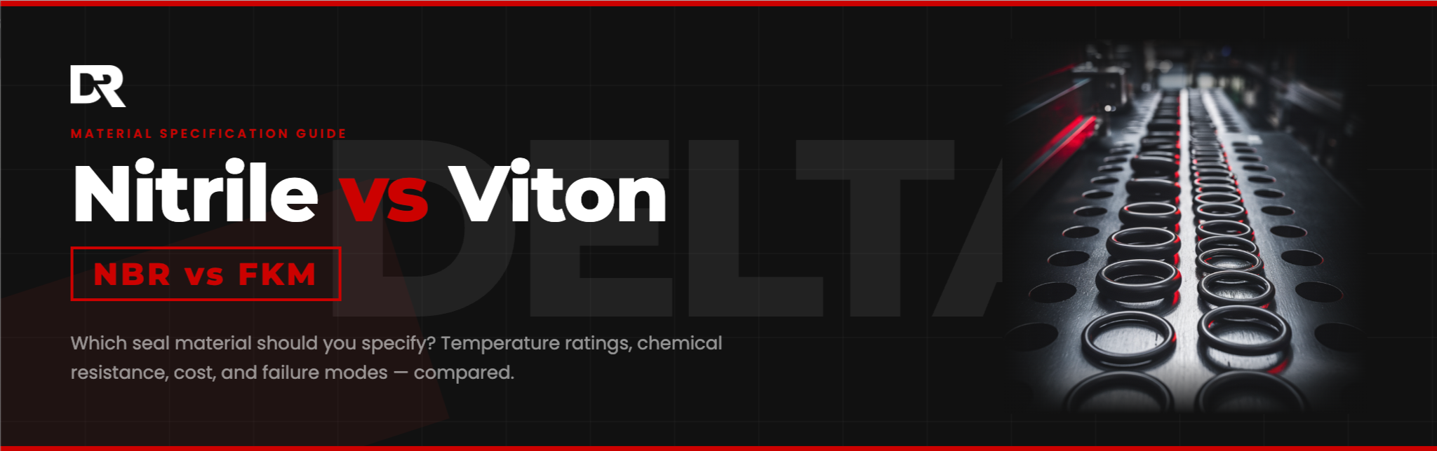 Nitrile vs viton blog hero image featuring black o rings